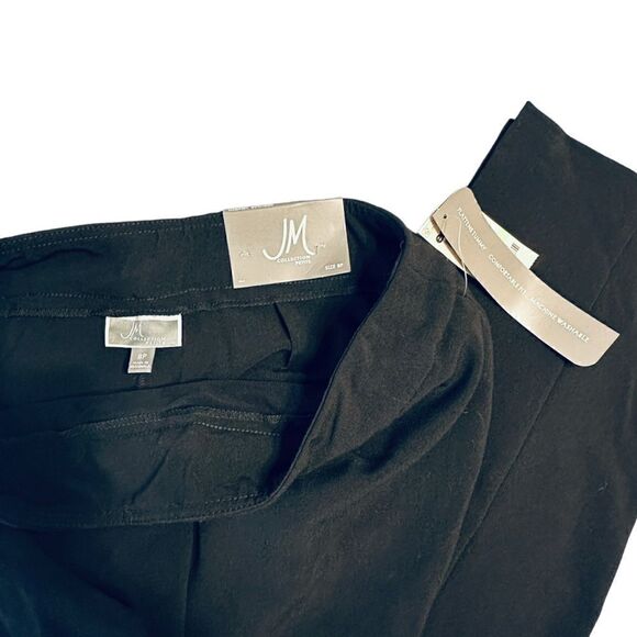 JM Collection Black Pull on Tummy Control Slim Leg Trousers Pants Size 8 Petite - Picture 7 of 10